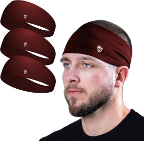 Workout Headbands for Men & Women-Comfortable Sweat Absorbing Band to Keep Hair Back During Running Sports Gym Cycling and Outdoor Activities (size: Wine  3-pack)