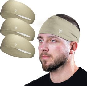 Workout Headbands for Men & Women-Comfortable Sweat Absorbing Band to Keep Hair Back During Running Sports Gym Cycling and Outdoor Activities (size: Tan   3-pack)