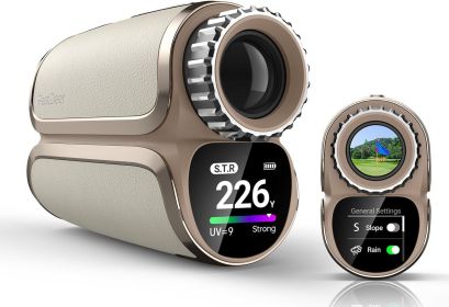 FastDeer Range Finder Golf S2,Premium Touchscreen & Automatic Brightness Adjustment High Precision Golf Rangefinder, Flag Lock Vibration (Color: Champagne Gold)